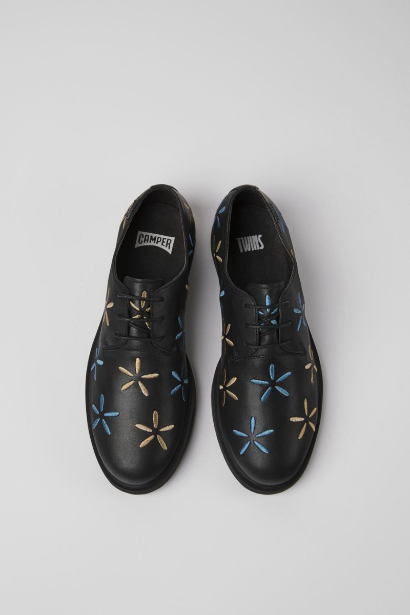Slip On Camper Twins Cuero Mujer Negras | UYMHB-6359