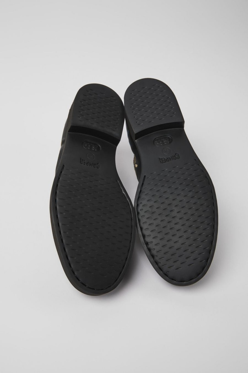 Slip On Camper Twins Cuero Mujer Negras | UYMHB-6359