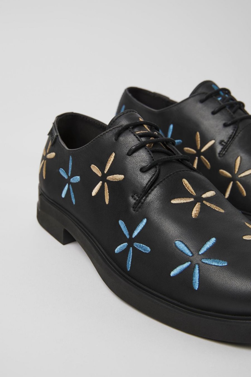 Slip On Camper Twins Cuero Mujer Negras | UYMHB-6359