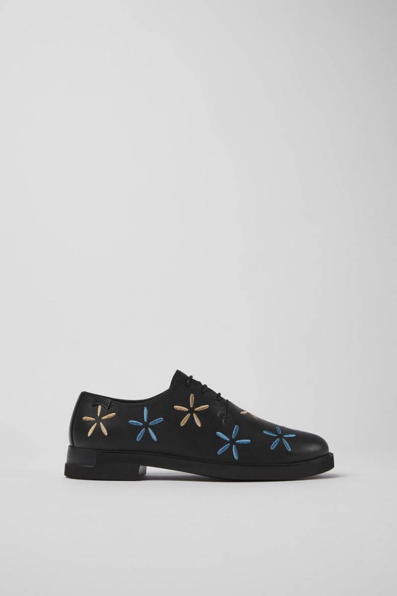 Slip On Camper Twins Cuero Mujer Negras | UYMHB-6359
