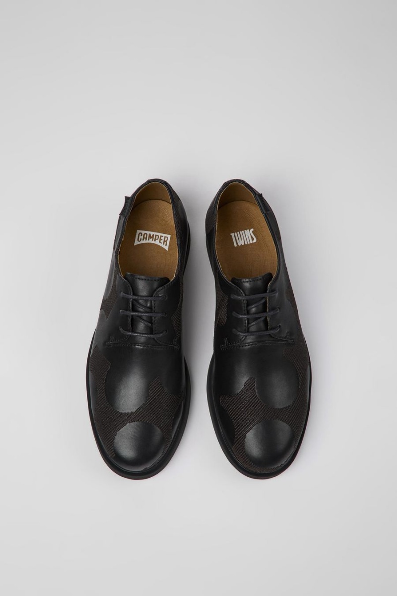 Slip On Camper Twins Cuero Mujer Negras | XYNWF-4079
