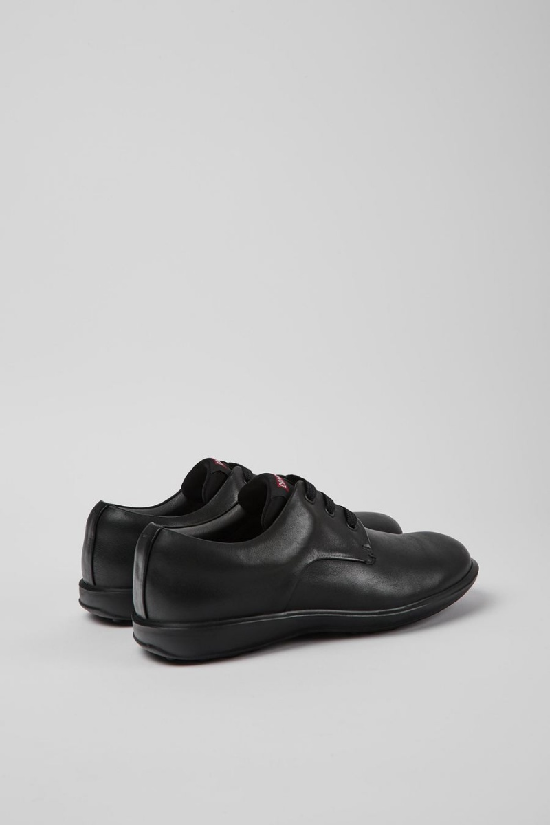 Zapatillas Camper Atom Trabajo Cuero Blucher Hombre Negras | UYDGL-8405