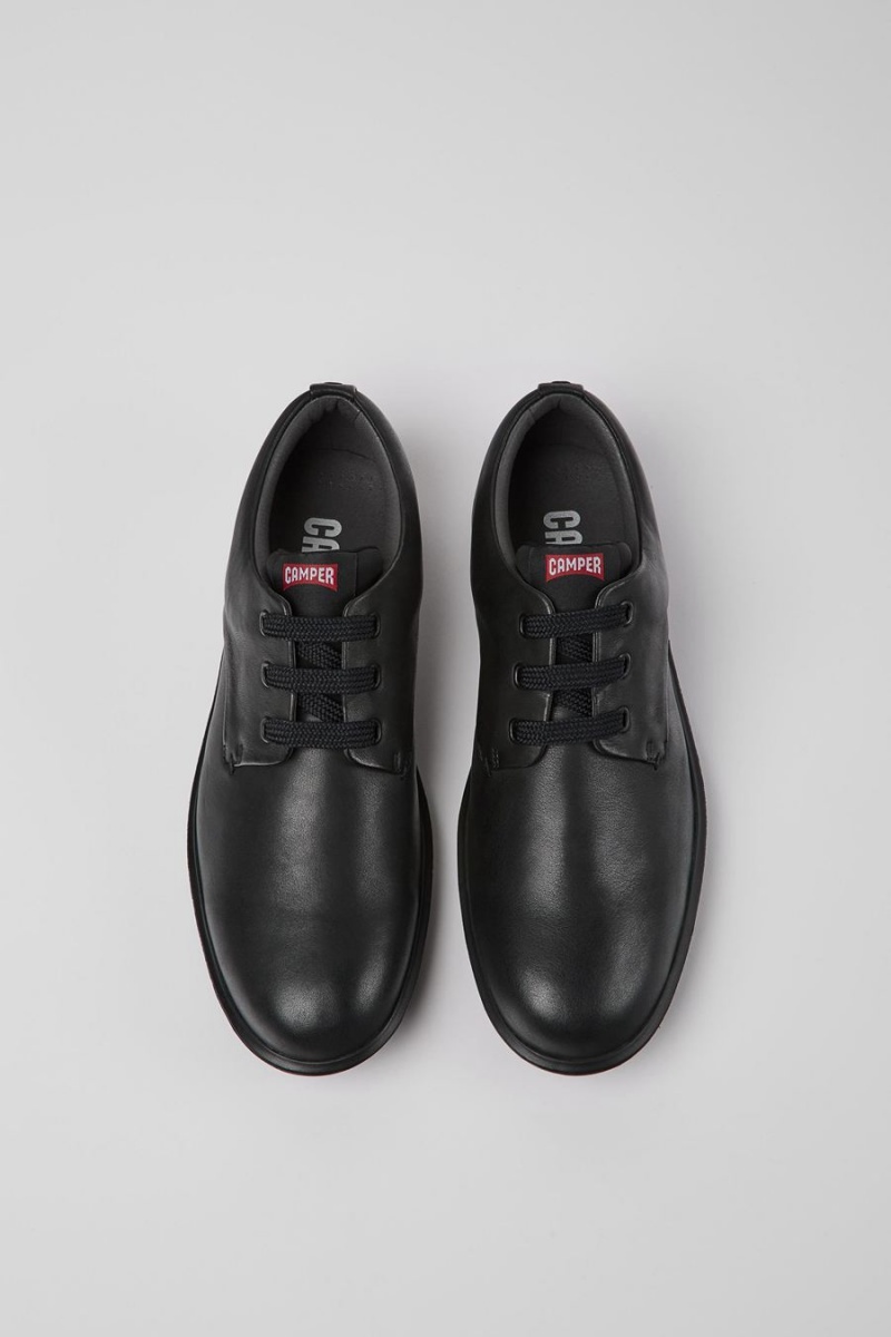 Zapatillas Camper Atom Trabajo Cuero Blucher Hombre Negras | UYDGL-8405