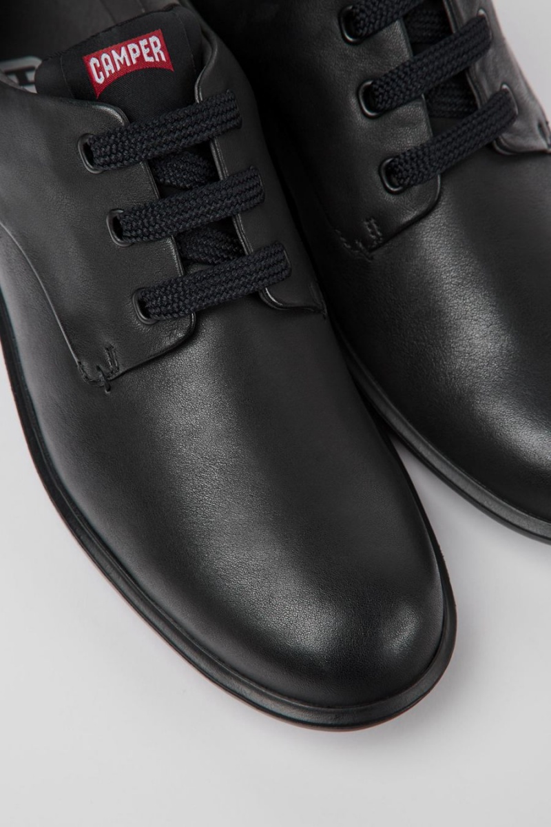 Zapatillas Camper Atom Trabajo Cuero Blucher Hombre Negras | UYDGL-8405
