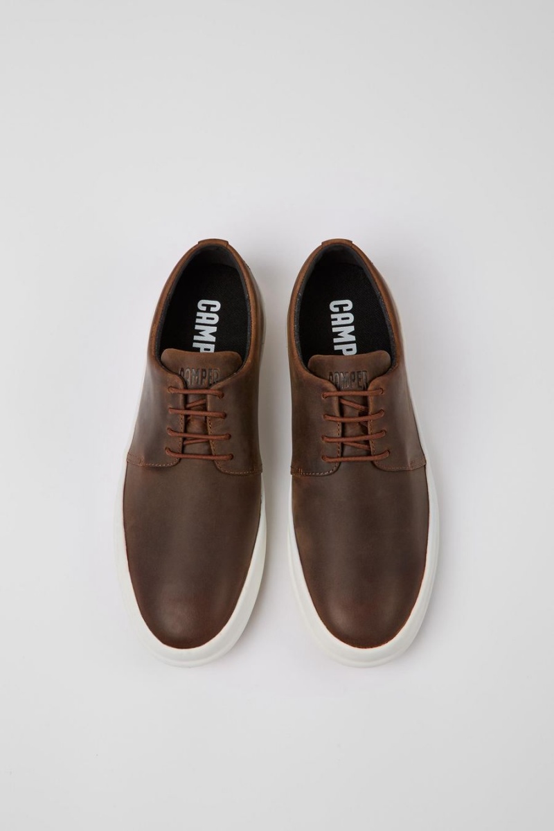 Zapatillas Camper Chasis Cuero Hombre Marrones | UDOEZ-5769