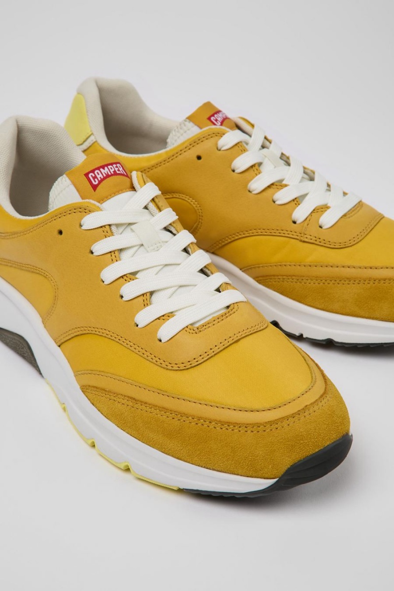 Zapatillas Camper Drift Textil Cuero Hombre Amarillo | NWTMC-4902