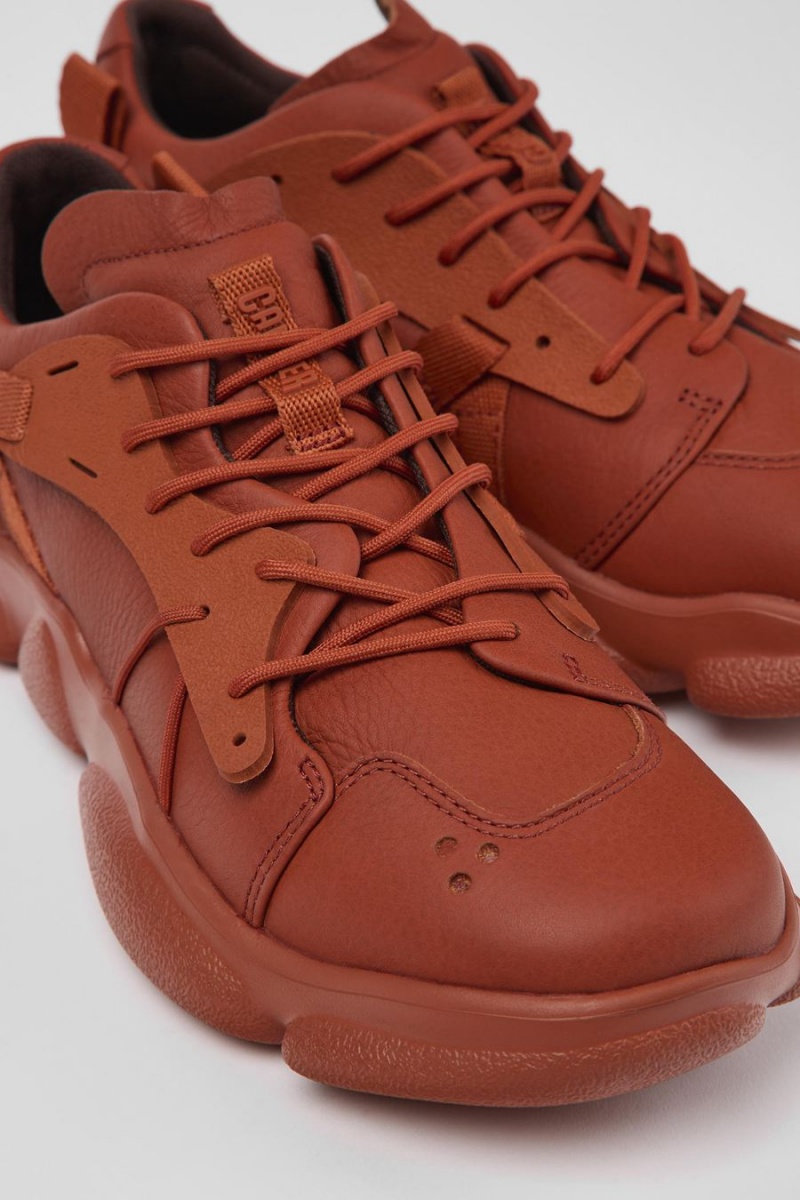 Zapatillas Camper Karst Cuero Textil Mujer Rojas | TUMRY-3296