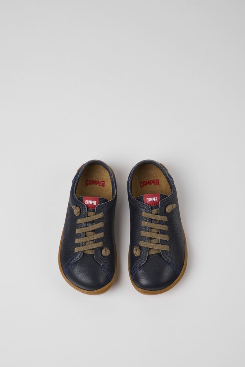 Zapatillas Camper Peu Cuero Niño Azul Marino | ZGUKS-6174