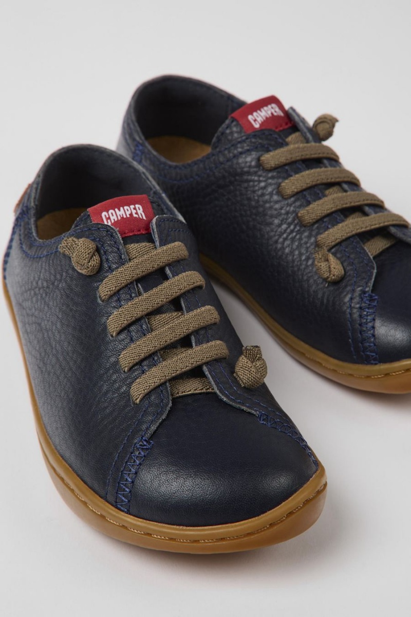 Zapatillas Camper Peu Cuero Niño Azul Marino | ZGUKS-6174