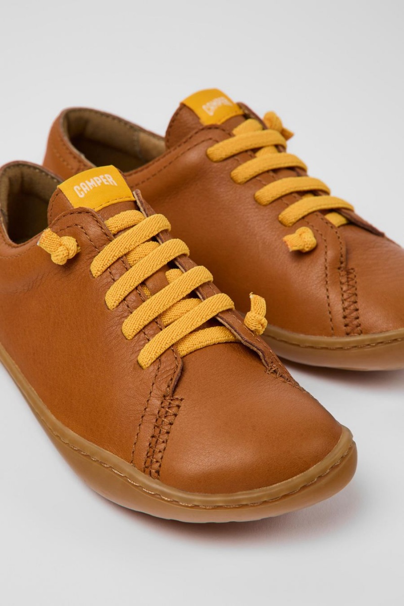 Zapatillas Camper Peu Cuero Niño Marrones | KEJSL-6105