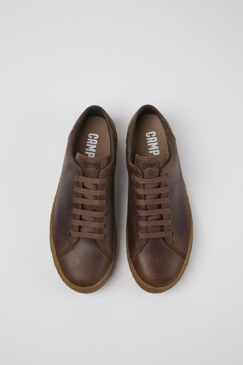Zapatillas Camper Peu Terreno Cuero Hombre Marrones | PLUOI-4821