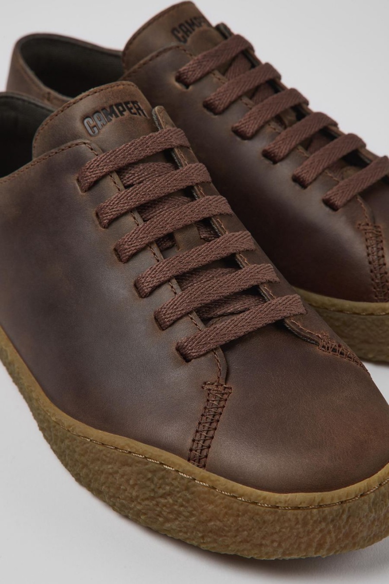 Zapatillas Camper Peu Terreno Cuero Hombre Marrones | PLUOI-4821