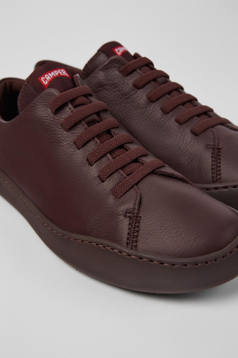 Zapatillas Camper Peu Touring Cuero Hombre Burdeos | KIEHZ-6984