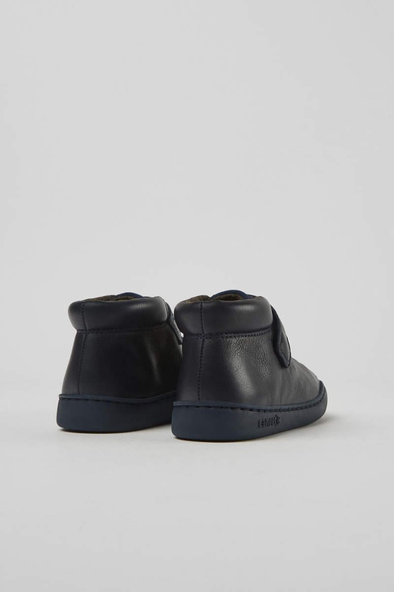 Zapatillas Camper Peu Touring Cuero Niño Azul Marino | NQOCX-0491