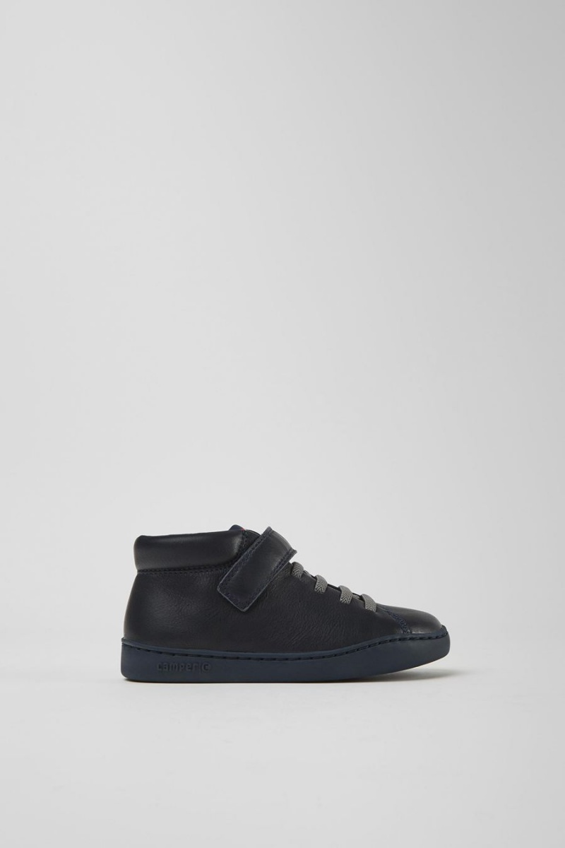 Zapatillas Camper Peu Touring Cuero Niño Azul Marino | NQOCX-0491