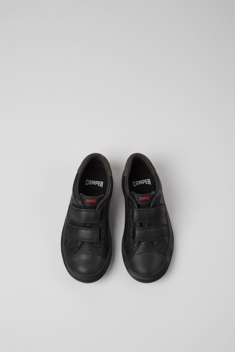 Zapatillas Camper Pursuit Cuero Nubuck Niño Negras | JXPTH-3146