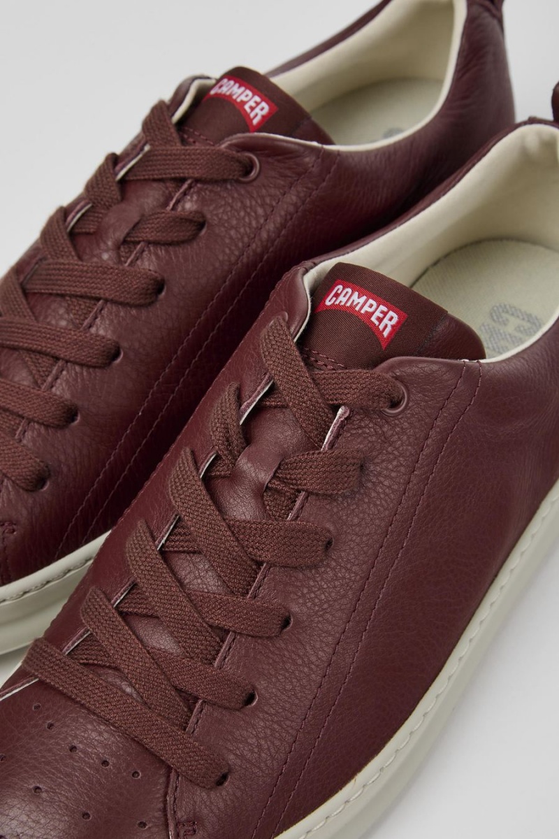 Zapatillas Camper Runner Cuero Hombre Burdeos | JGRTY-0142