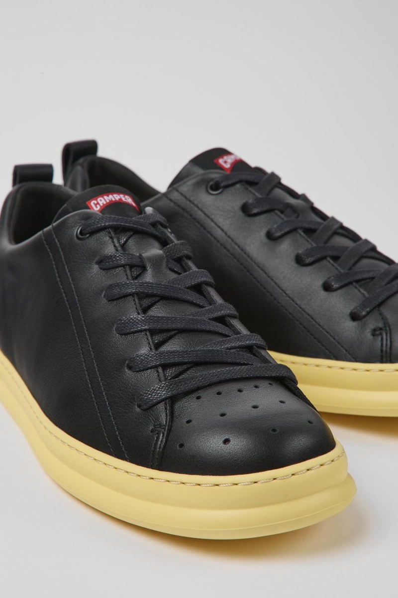Zapatillas Camper Runner Cuero Hombre Negras | MASYB-8795
