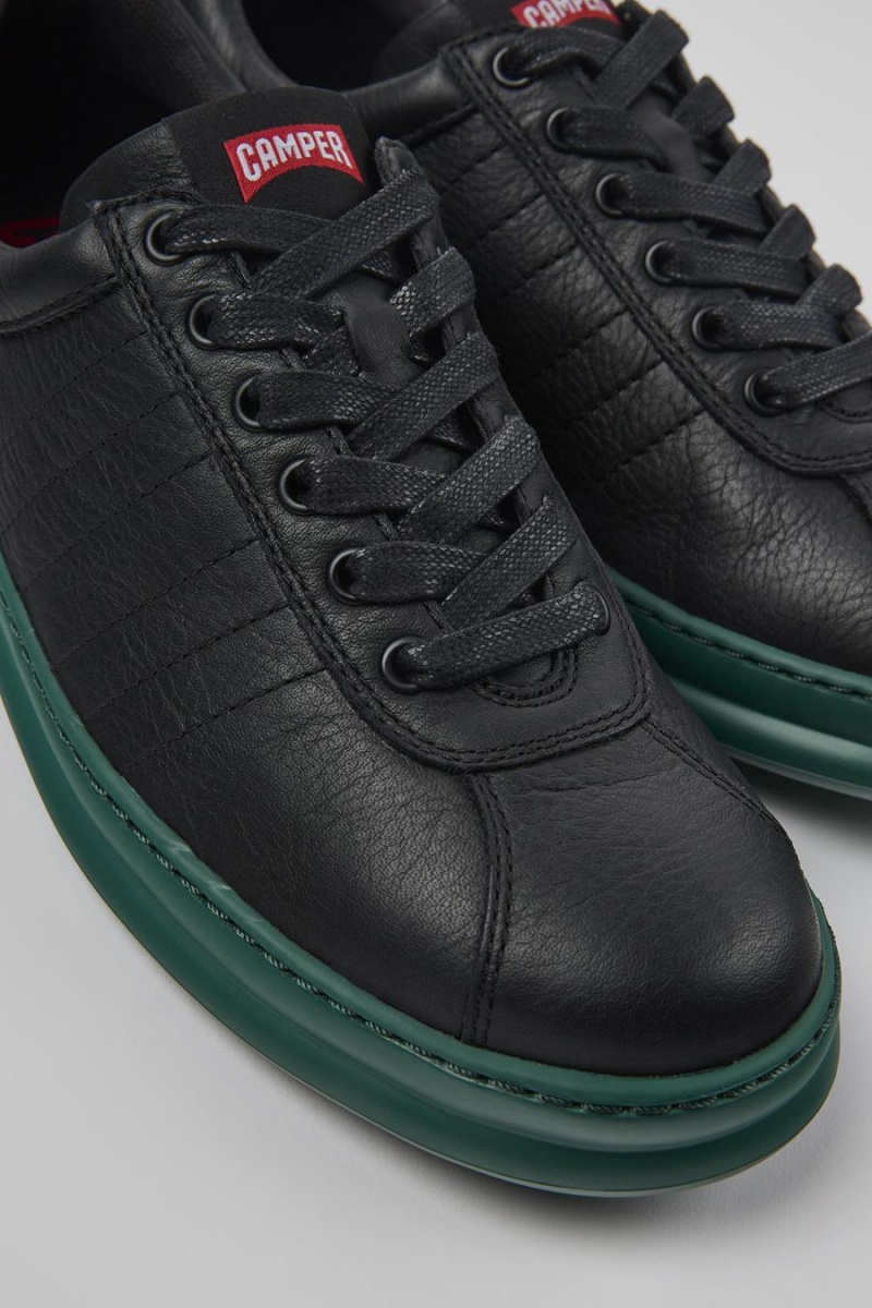 Zapatillas Camper Runner Cuero Hombre Negras | UXLVJ-6953