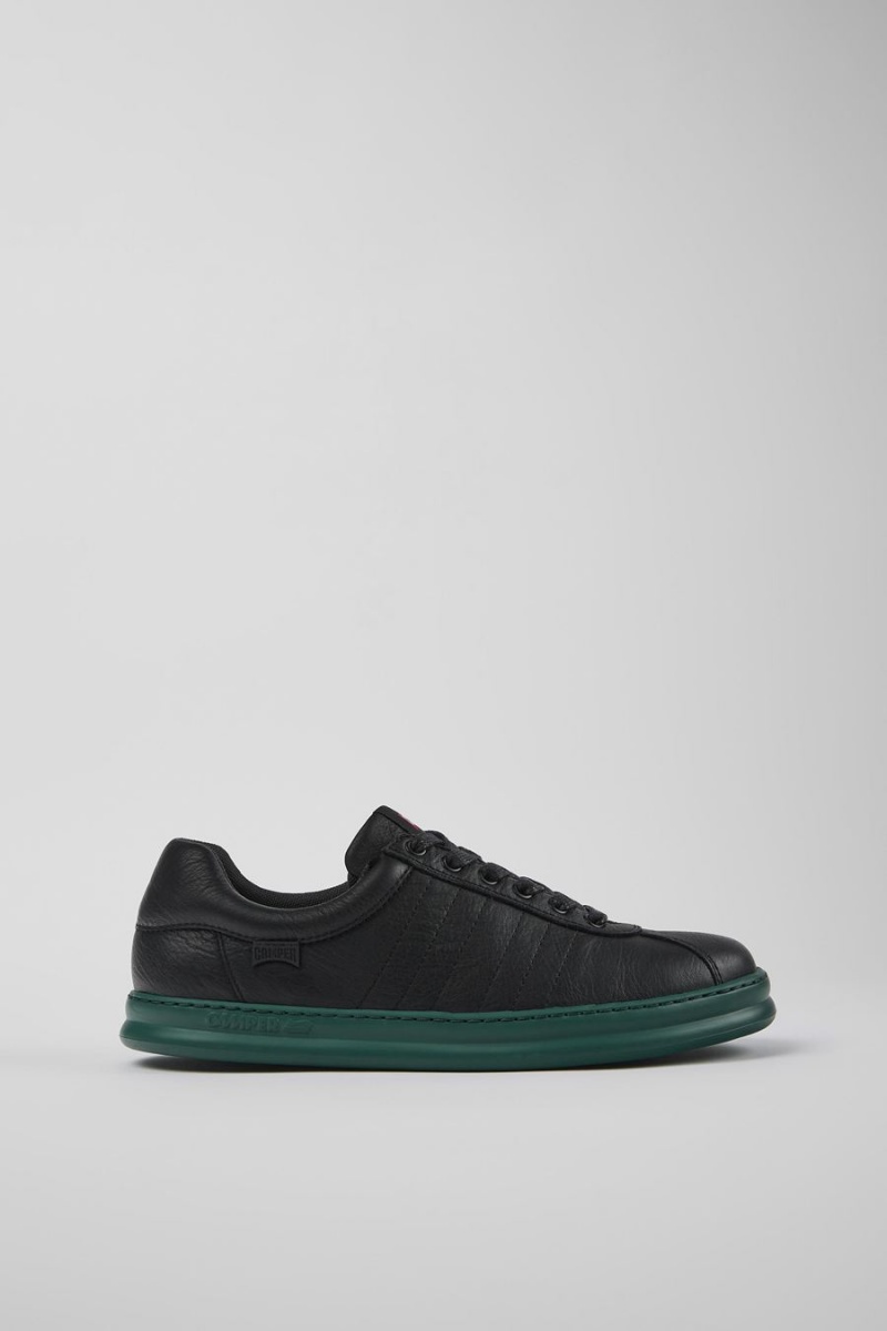 Zapatillas Camper Runner Cuero Hombre Negras | UXLVJ-6953