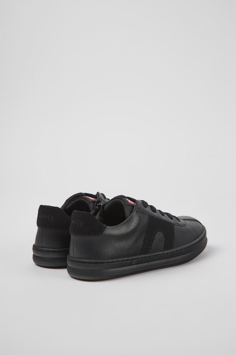Zapatillas Camper Runner Cuero Nubuck Niño Negras | LVRMS-7351