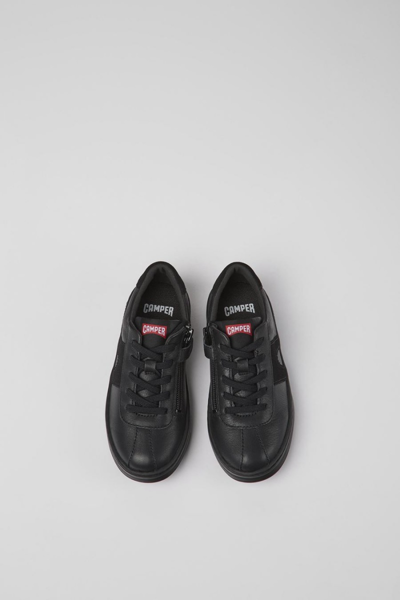 Zapatillas Camper Runner Cuero Nubuck Niño Negras | LVRMS-7351