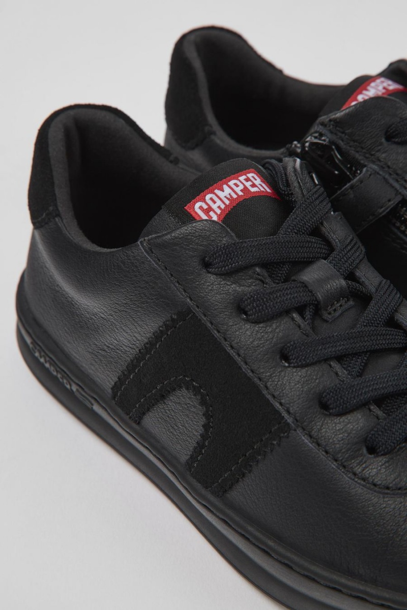 Zapatillas Camper Runner Cuero Nubuck Niño Negras | LVRMS-7351