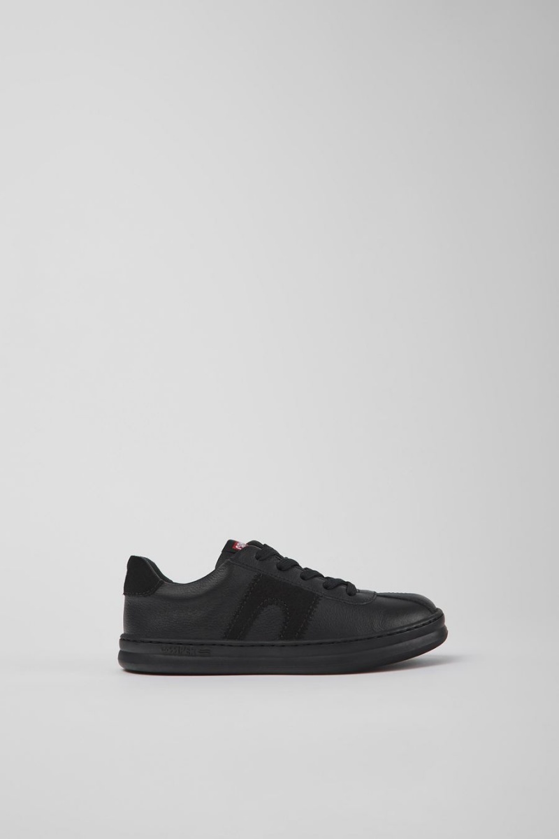 Zapatillas Camper Runner Cuero Nubuck Niño Negras | LVRMS-7351
