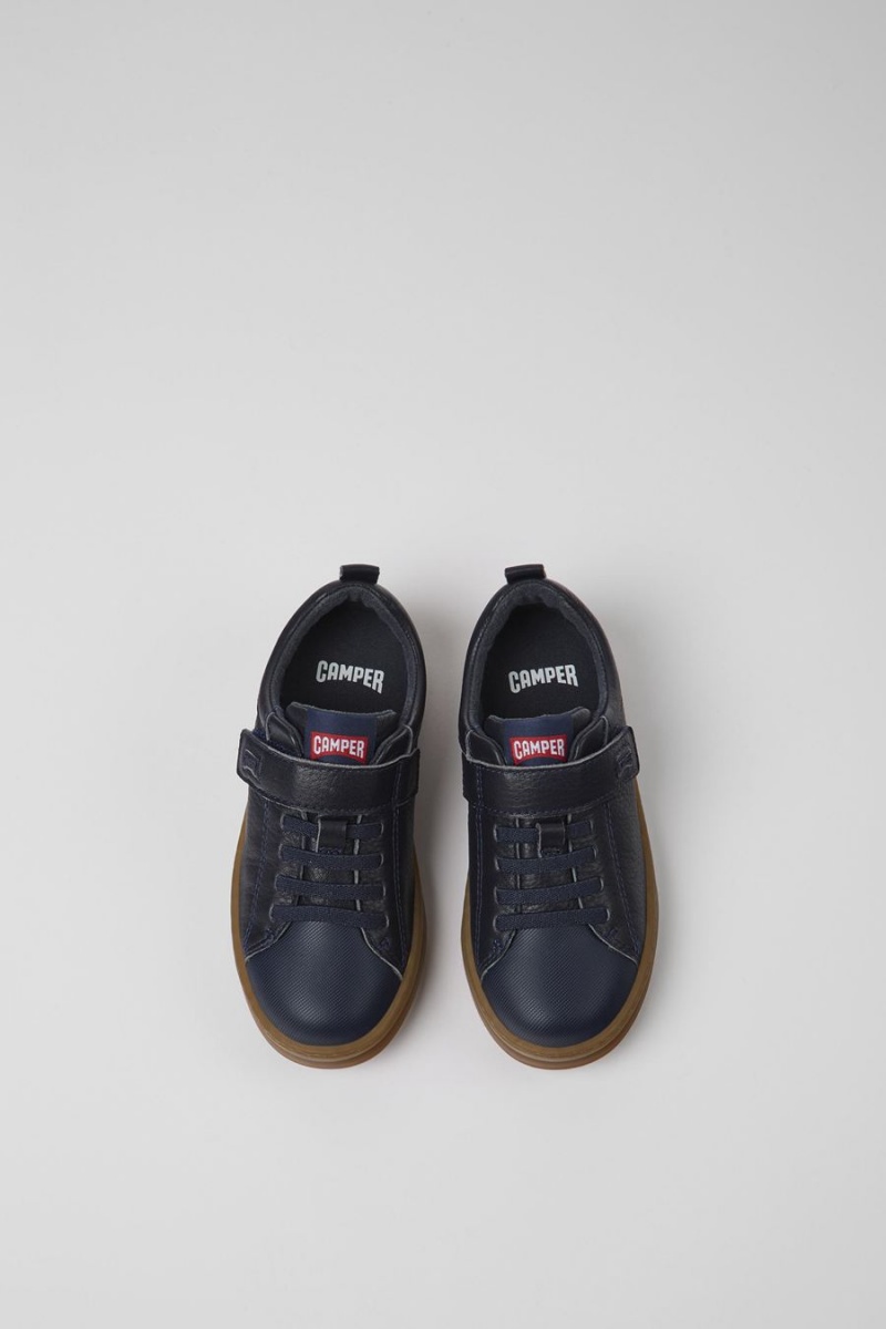 Zapatillas Camper Runner Cuero Textil Niño Azul Marino | PNKLW-8674