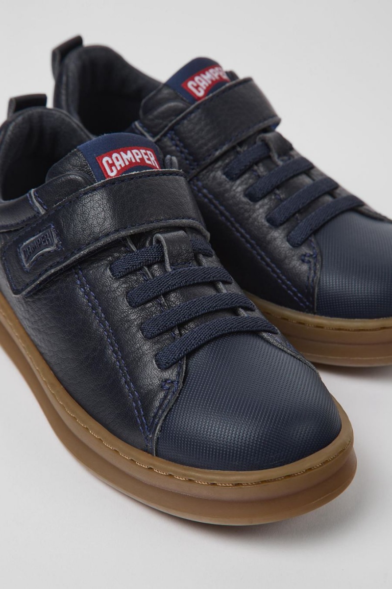 Zapatillas Camper Runner Cuero Textil Niño Azul Marino | PNKLW-8674
