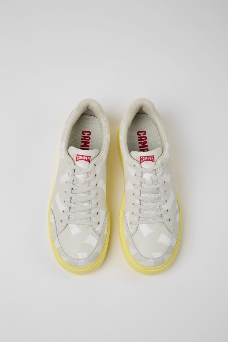 Zapatillas Camper Runner K21 Cuero Hombre Blancas | JXDTQ-5372