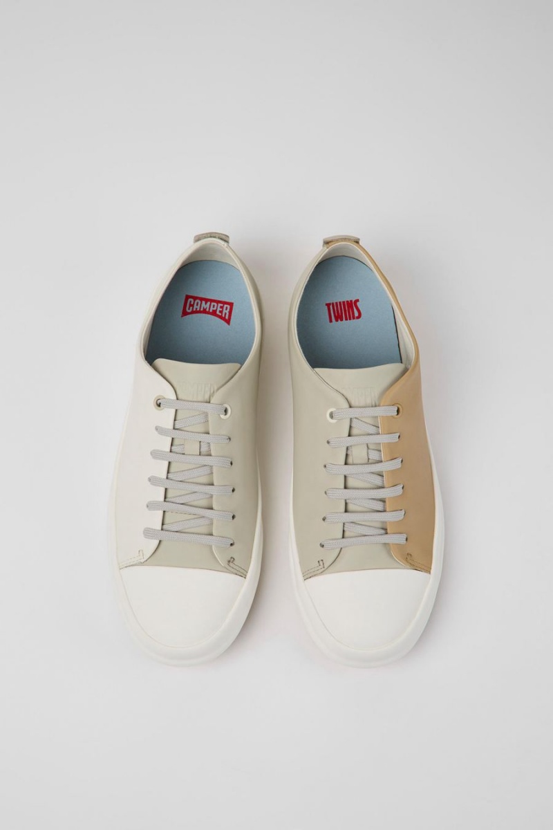 Zapatillas Camper Twins Cuero Hombre Blancas | AQDLZ-6713