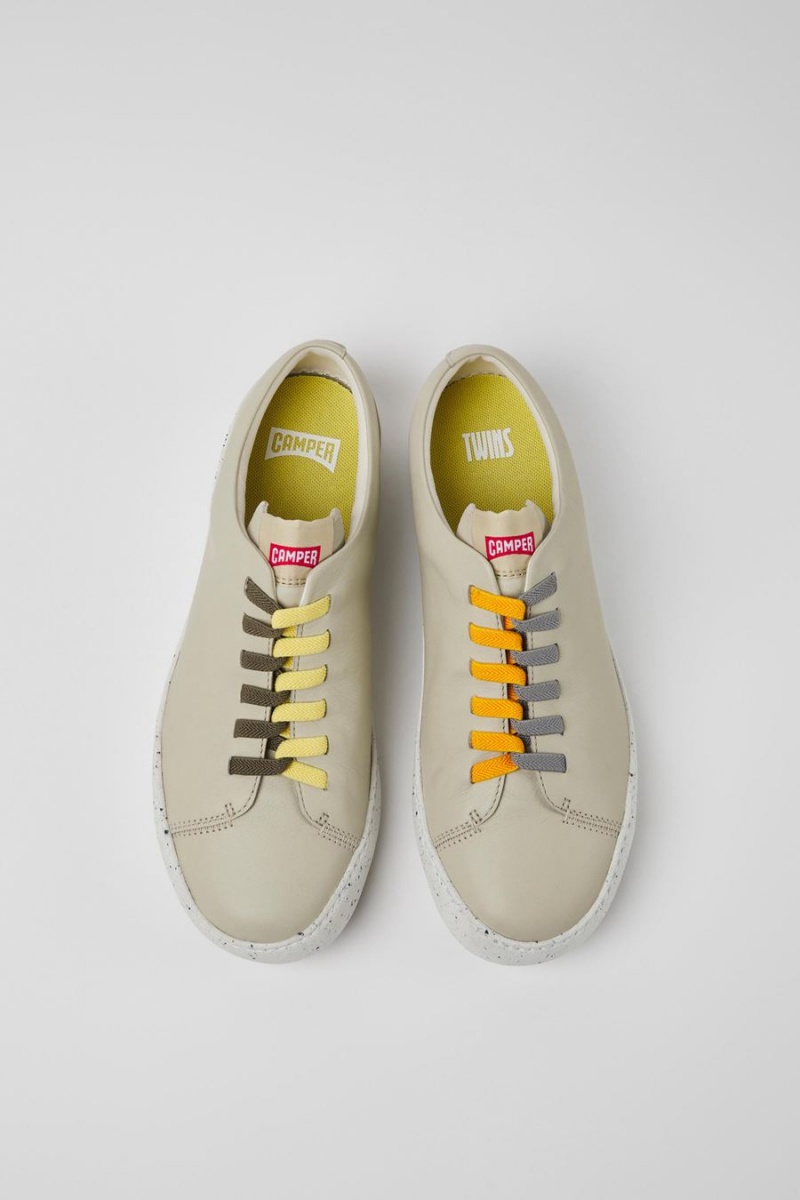 Zapatillas Camper Twins Cuero Hombre Gris | CAFOZ-9751