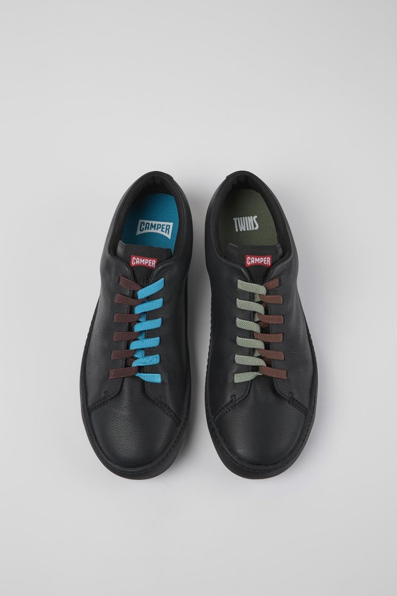 Zapatillas Camper Twins Cuero Hombre Negras | AQCMS-3145