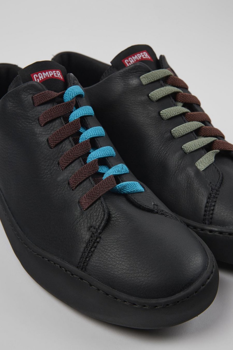 Zapatillas Camper Twins Cuero Hombre Negras | AQCMS-3145