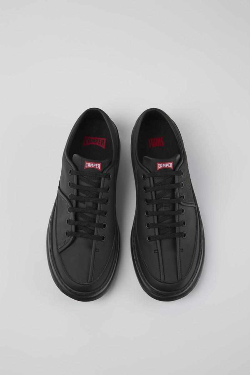 Zapatillas Camper Twins Cuero Nubuck Hombre Negras | FIPRA-1974