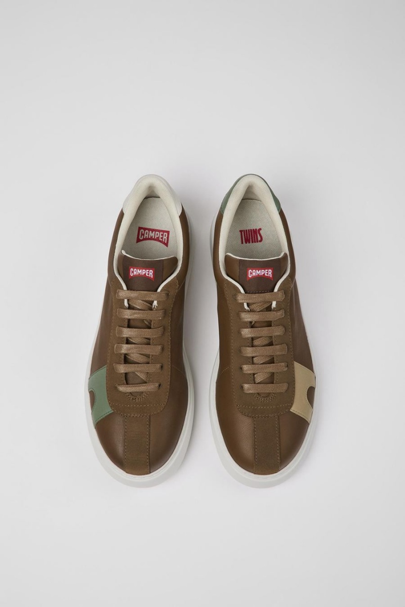 Zapatillas Camper Twins Cuero Nubuck Hombre Marrones | FRUOD-1325