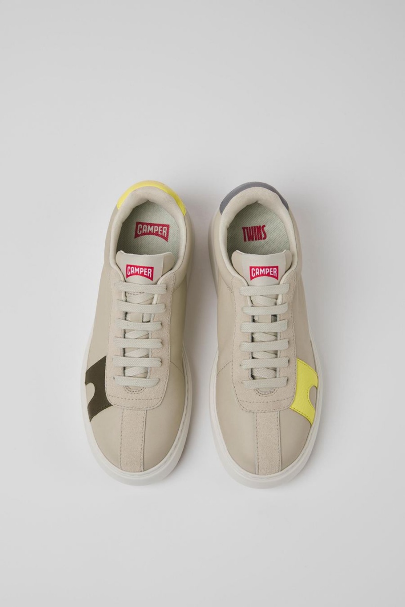 Zapatillas Camper Twins Cuero Nubuck Mujer Gris | PQYRV-0283