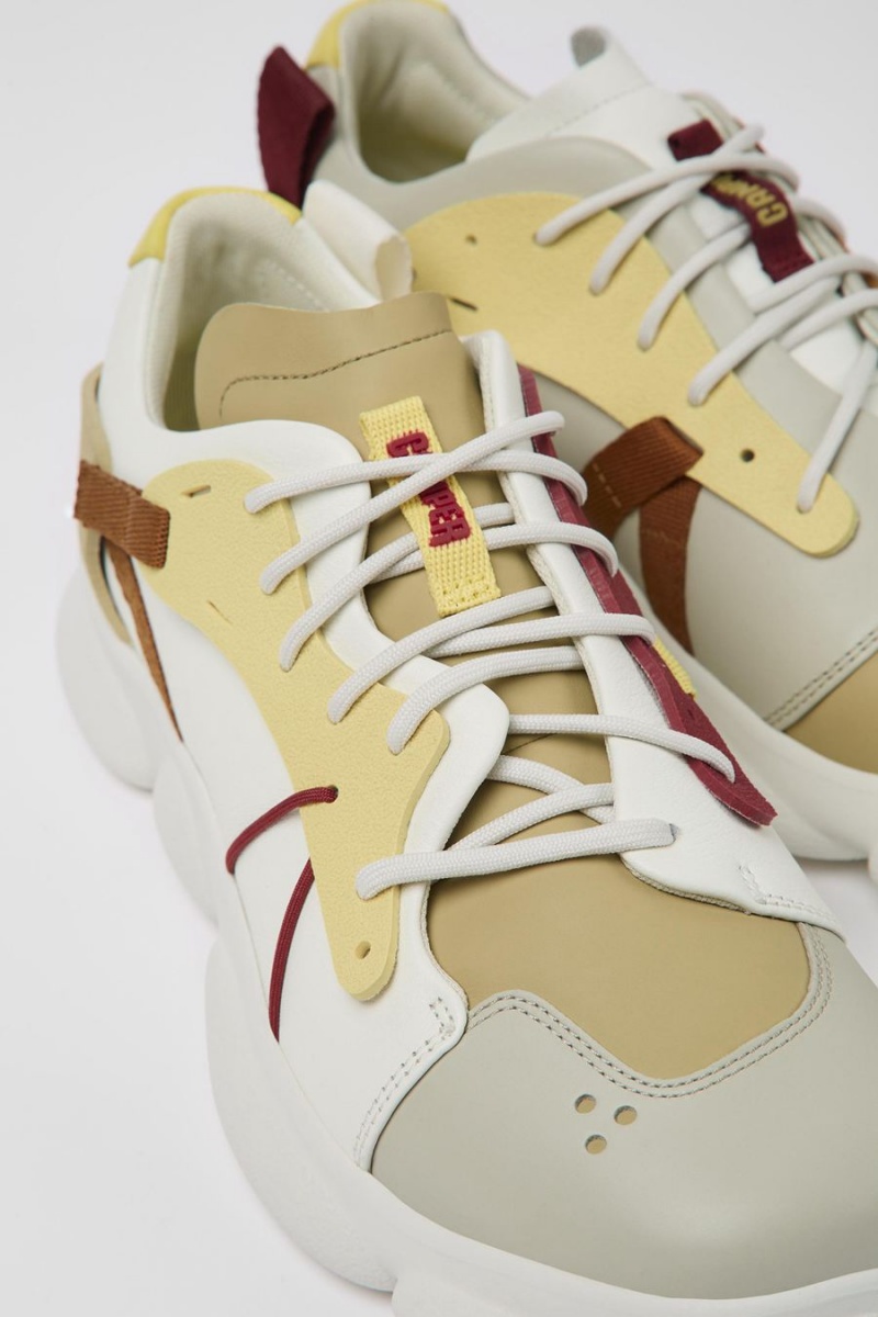 Zapatillas Camper Twins Cuero Textil Hombre Beige | AZGJD-2091