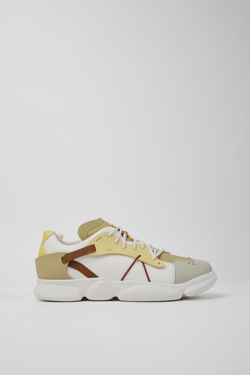 Zapatillas Camper Twins Cuero Textil Hombre Beige | AZGJD-2091