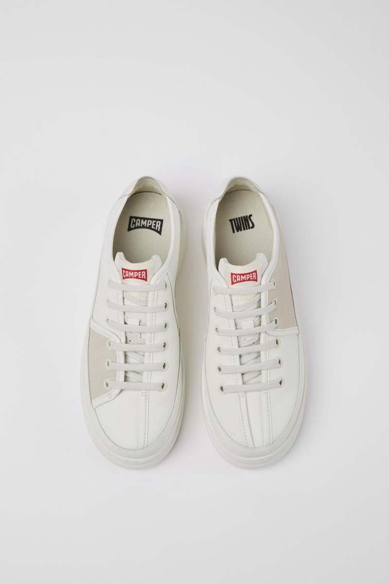 Zapatillas Camper Twins Recycled Cuero Mujer Blancas | LQYEO-8462