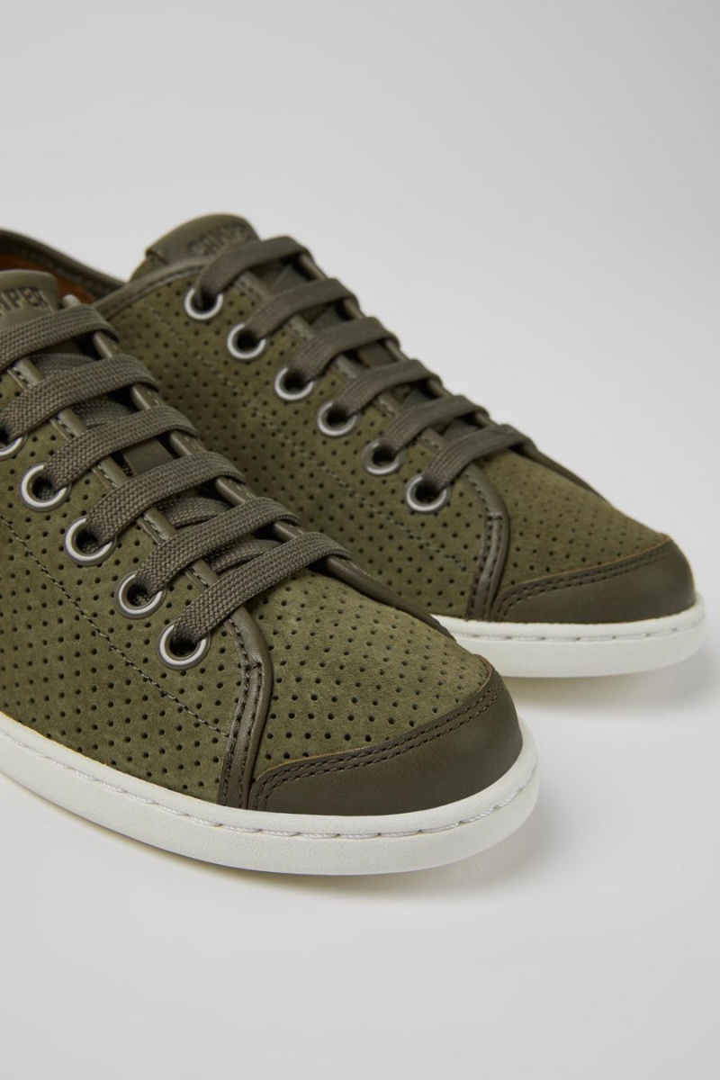 Zapatillas Camper Uno Nubuck Cuero Mujer Verde | WCFOK-5061