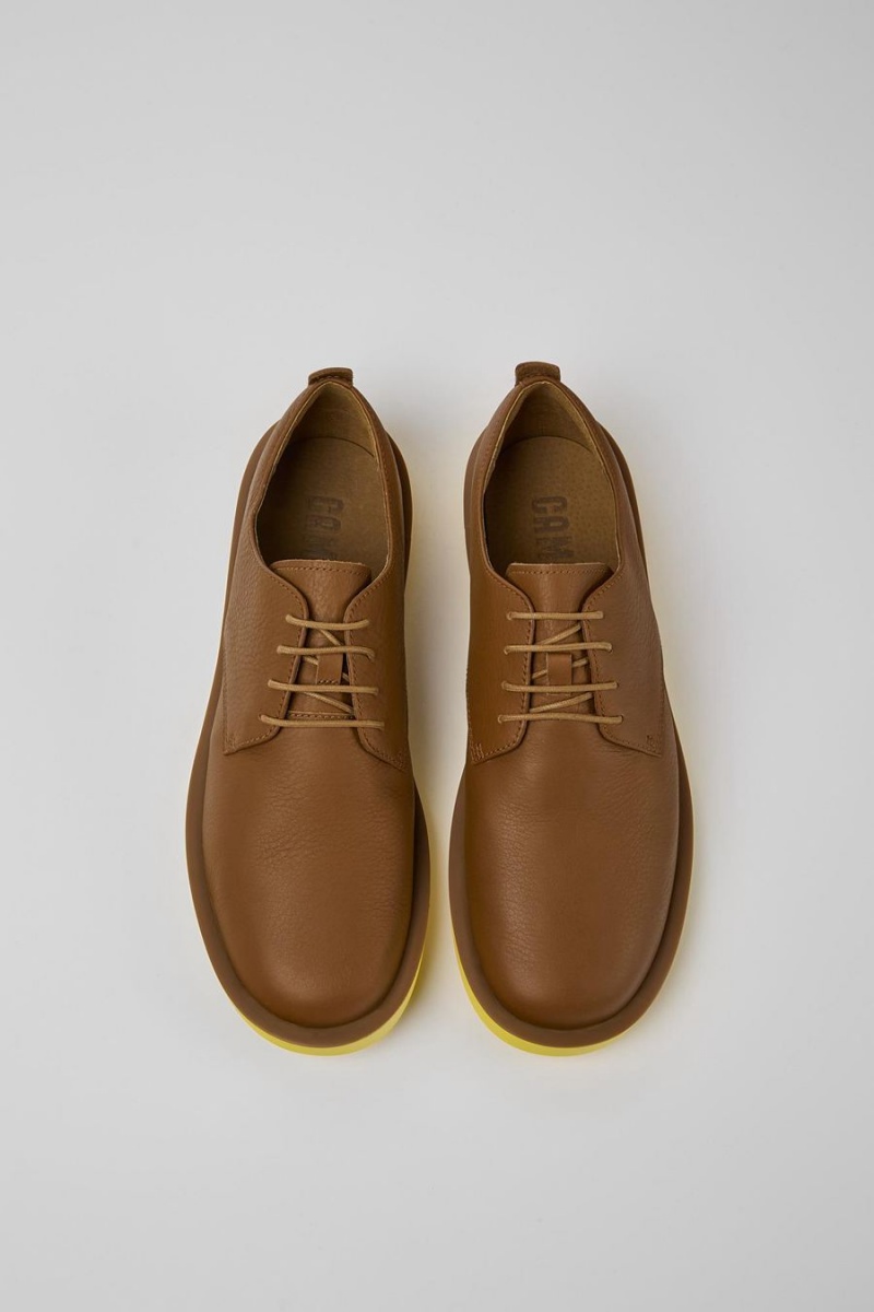 Zapatillas Camper Wagon Cuero Hombre Marrones | NSQJD-4032