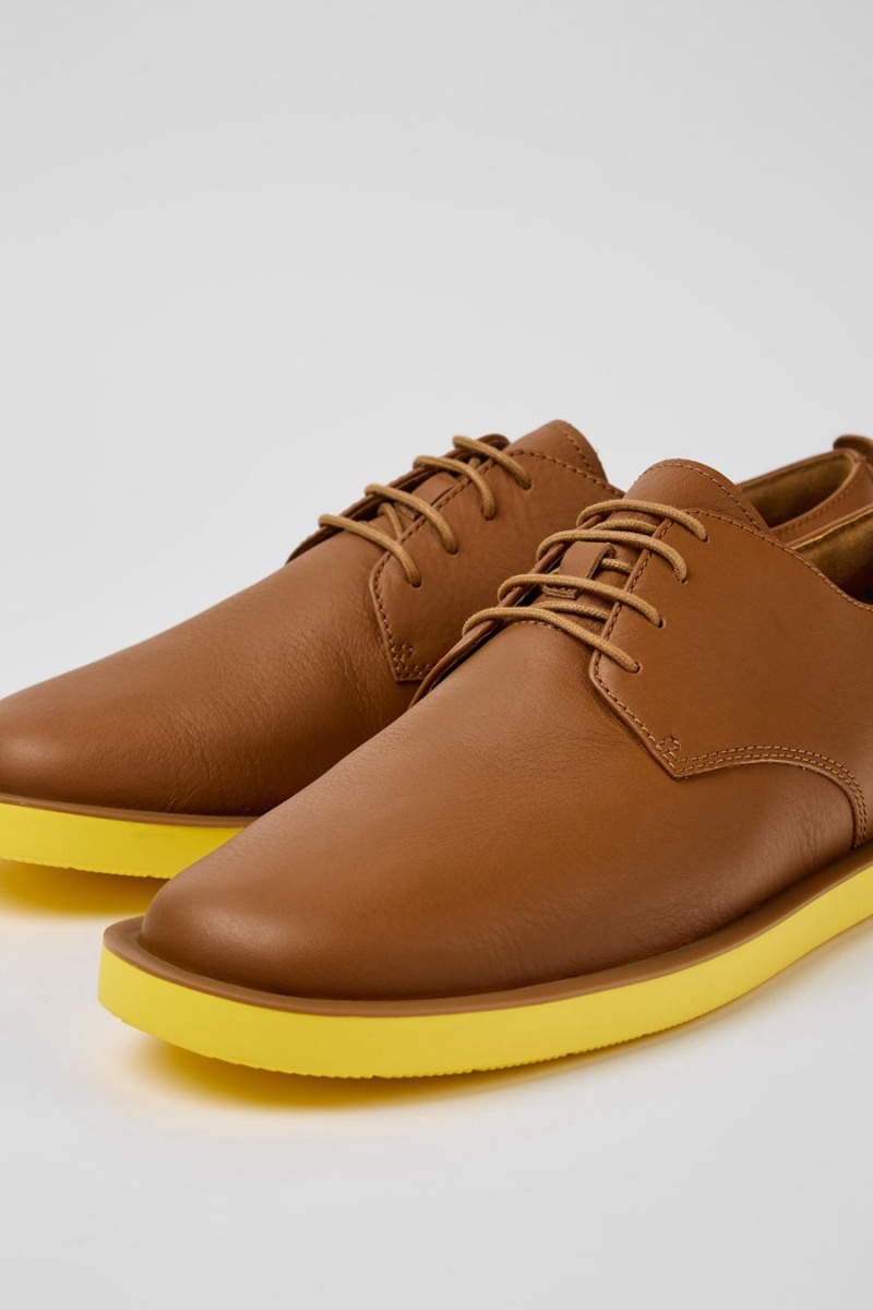 Zapatillas Camper Wagon Cuero Hombre Marrones | NSQJD-4032