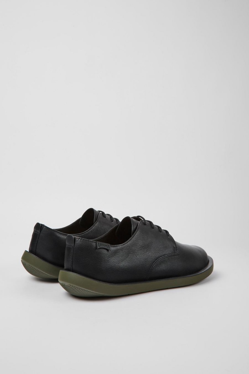 Zapatillas Camper Wagon Cuero Hombre Negras | CKOTZ-2780