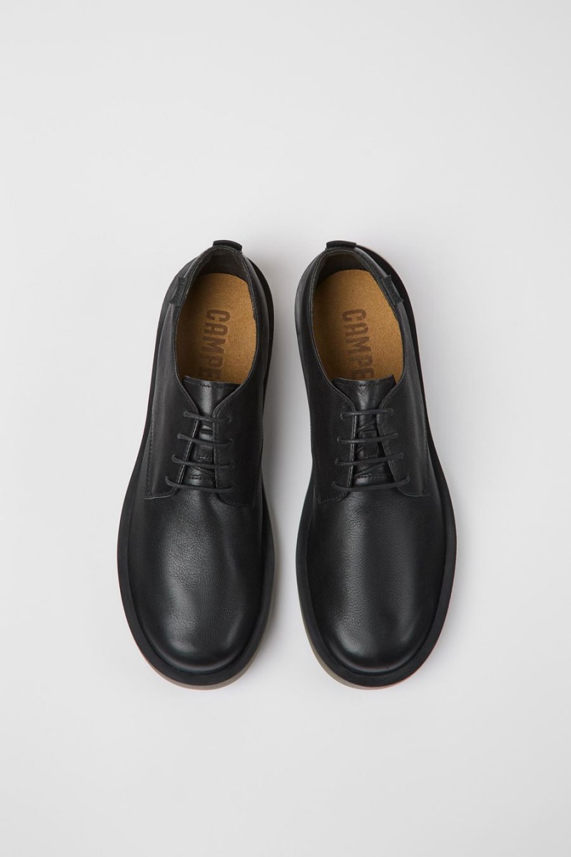 Zapatillas Camper Wagon Cuero Hombre Negras | CKOTZ-2780