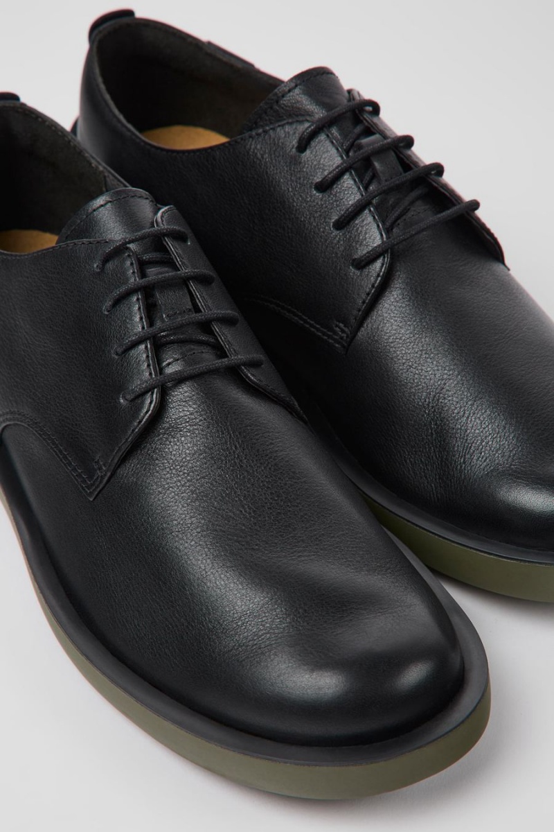 Zapatillas Camper Wagon Cuero Hombre Negras | CKOTZ-2780