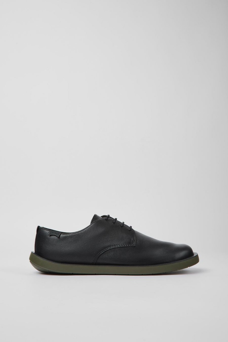 Zapatillas Camper Wagon Cuero Hombre Negras | CKOTZ-2780