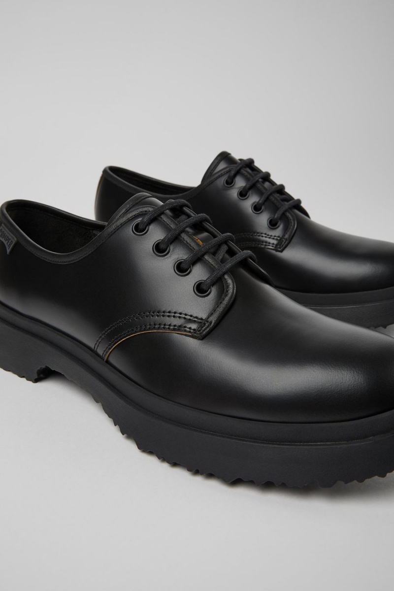 Zapatillas Camper Walden Cuero Encaje-up Hombre Negras | CDFTR-3827