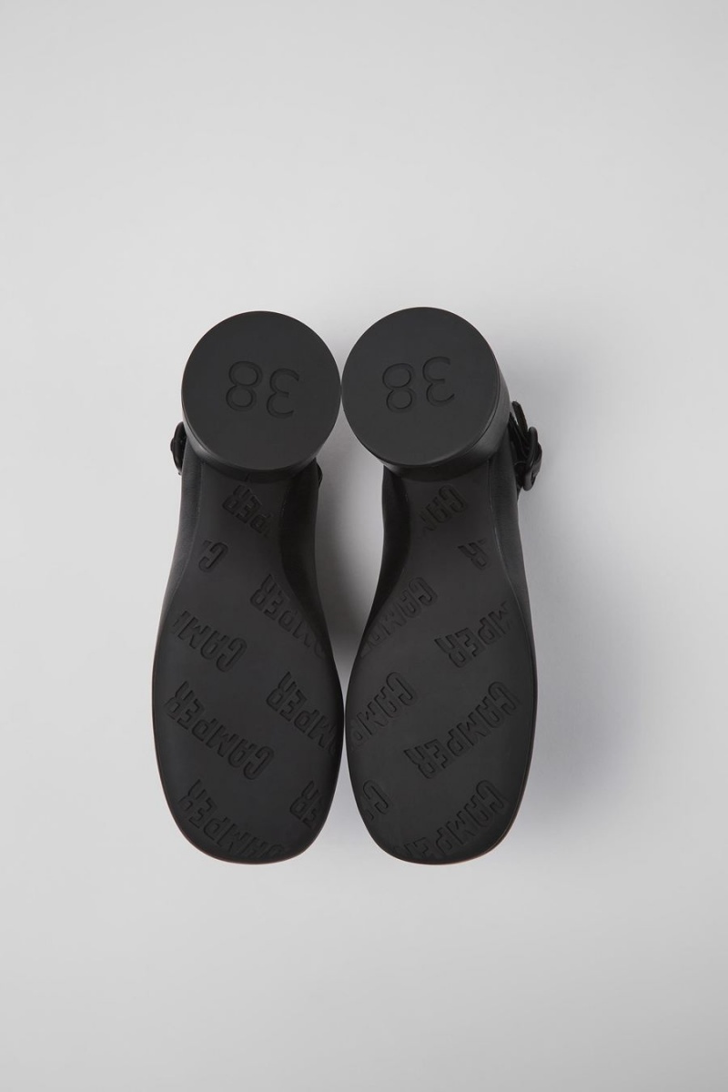 Zapatos Cuña Camper Niki Cuero Heels Mujer Negras | AVYCK-5612